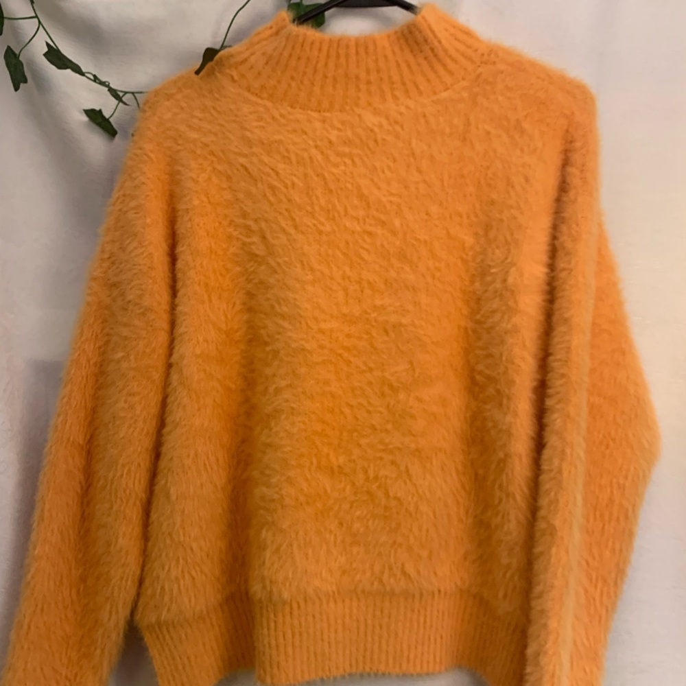fuzzy orange sweater, francesca’s size small